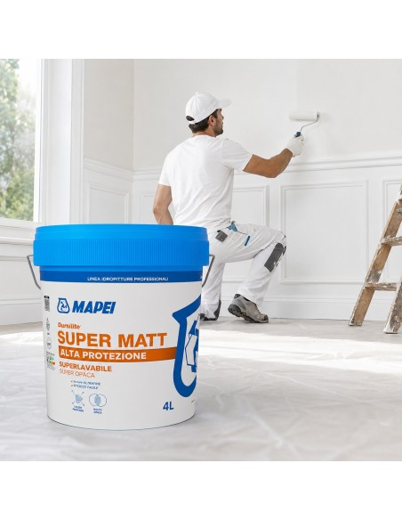 Mapei DURSILITE SUPER MATT Pittura Murale Lavabile Per Interni Super Opaca 4 L