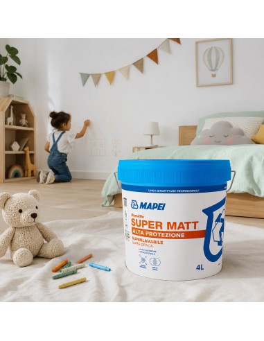 Mapei DURSILITE SUPER MATT Pittura Murale Lavabile Per Interni Super Opaca 4 L