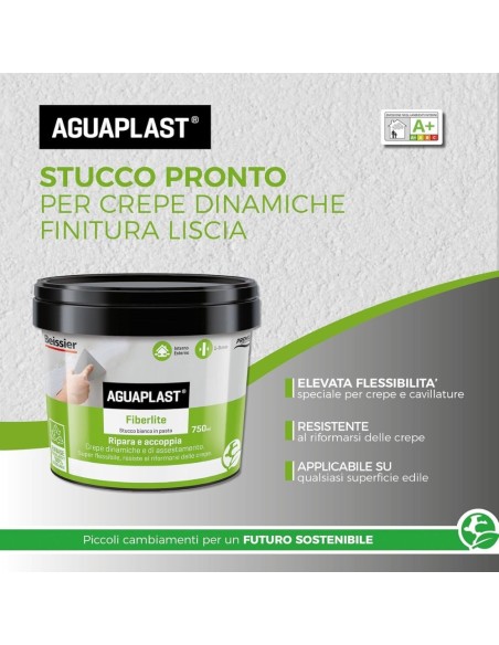 AGUAPLAST FIBERLITE Stucco Per Crepe Dinamiche E Cavillature Finitura Liscia 750 ml