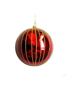 Palle Natale Poly 10 cm Glitter Rosso (4 pz)