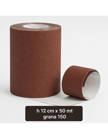 Carta vetrata abrasiva grana 150 rotolo 12 cm x 50 mt