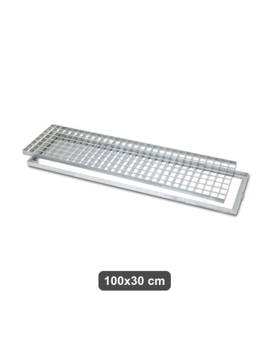 Griglia Zincata con Telaio 100x30 cm per Canale di Drenaggio