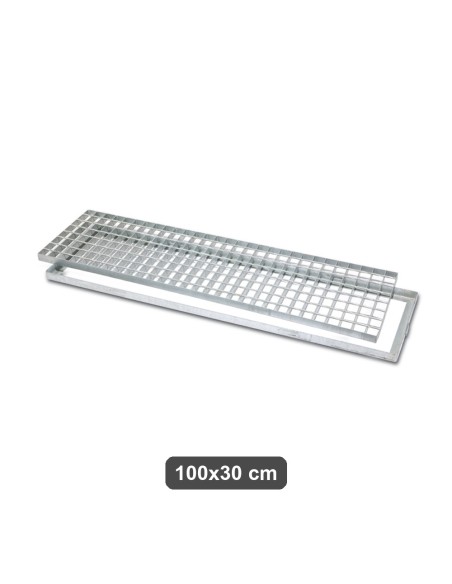 Griglia Zincata con Telaio 100x30 cm per Canale di Drenaggio