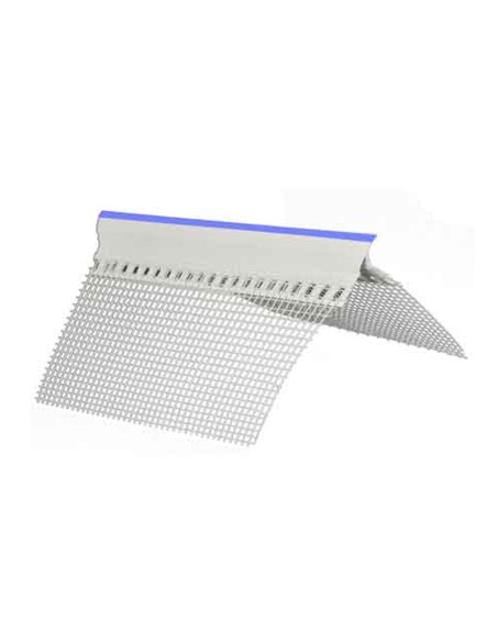 Paraspigolo PVC rete 100x100 mm rompigoccia adesivo blu 2,5 m