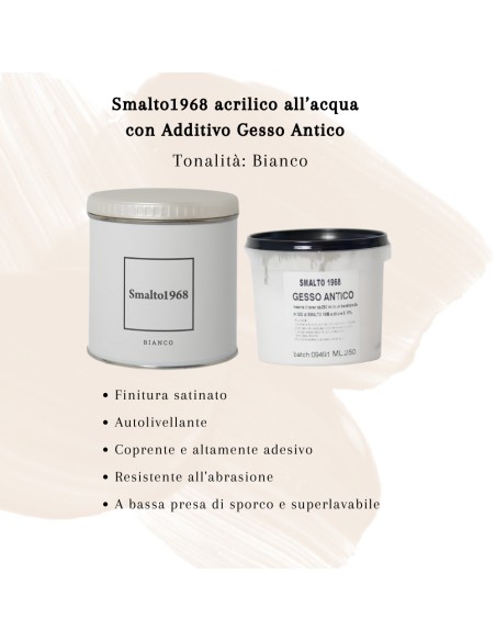 Smalto1968 Multicolore L 0.5 Base Acqua E Gesso Antico L 0.25 Shabby Chic Opaco