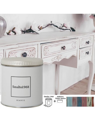 Smalto1968 Multicolore L 0.5 Base Acqua E Gesso Antico L 0.25 Shabby Chic Opaco