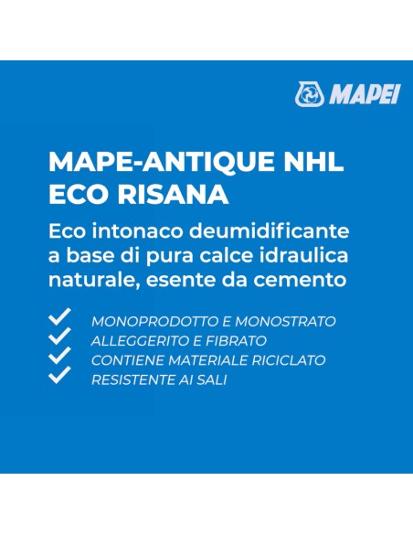 Intonaco Deumidificante A Base Calce Mape Antique NHL Eco Risana 20 Kg