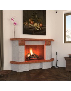 Camino Vienna Con Rivestimento Focolare Refrattario M100 Angolare Pietra Marmo 2