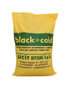 Asfalto A Freddo Ecologico Riciclabile Riparazione Rapido Black-Cold Sacco 25 kg