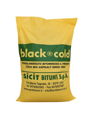 Asfalto A Freddo Ecologico Riciclabile Riparazione Rapido Black-Cold Sacco 25 kg