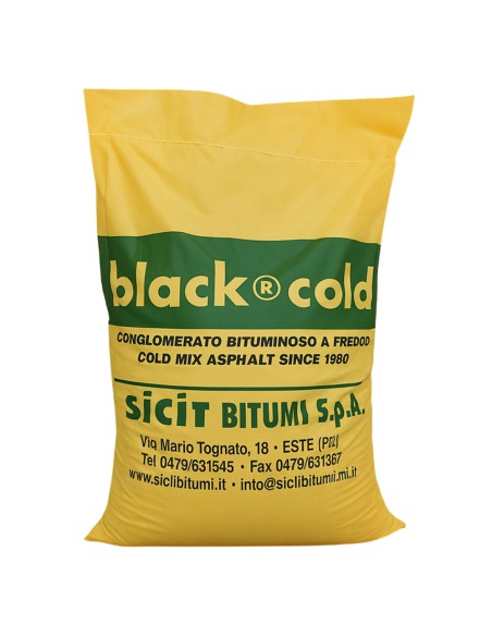 Asfalto A Freddo Ecologico Riciclabile Riparazione Rapido Black-Cold Sacco 25 kg