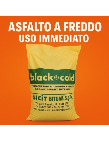 Asfalto A Freddo Ecologico Riciclabile Riparazione Rapido Black-Cold Sacco 25 kg