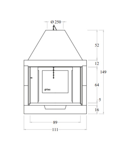 Camino Legna Prefabbricato Ghisa Focolare Aperto M110TGH Riscaldamento 