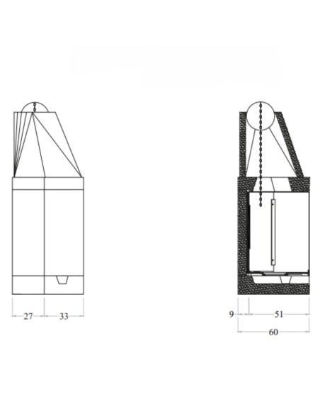 Camino Legna Prefabbricato Ghisa Focolare Aperto M110TGH Riscaldamento 
