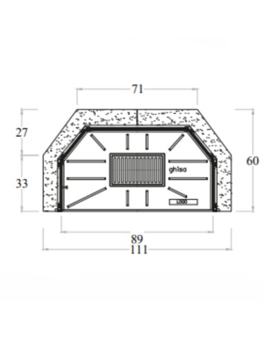 Camino Legna Prefabbricato Ghisa Focolare Aperto M110TGH Riscaldamento 