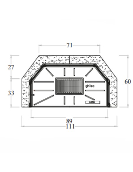 Camino Legna Prefabbricato Ghisa Focolare Aperto M110TGH Riscaldamento 