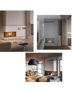 Camino Legna Prefabbricato Ghisa Focolare Aperto Reversibile DS110TGH Calore 2