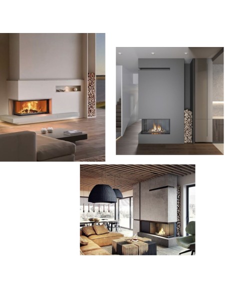 Camino Legna Prefabbricato Ghisa Focolare Aperto Reversibile DS110TGH Calore