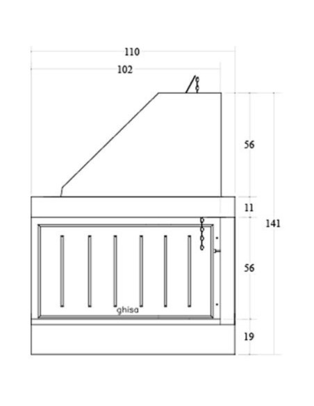 Camino Legna Prefabbricato Ghisa Focolare Aperto Reversibile DS110TGH Calore