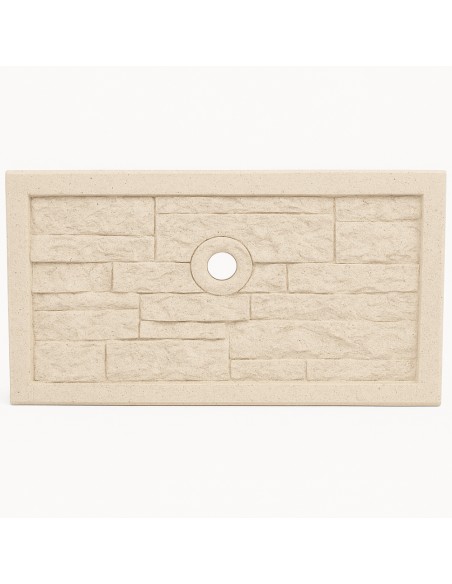 Frontalino Pilozza Serie Muraglietto Foro Bianco Effetto Pietra 45 x h.24 cm