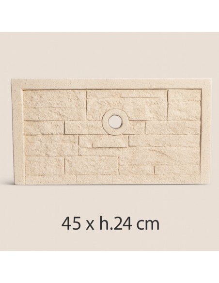 Frontalino Pilozza Serie Muraglietto Foro Bianco Effetto Pietra 45 x h.24 cm