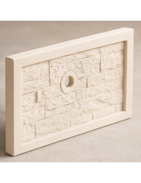 Frontalino Pilozza Serie Muraglietto Foro Bianco Effetto Pietra 45 x h.24 cm
