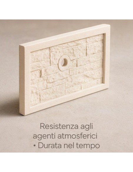 Frontalino Pilozza Serie Muraglietto Foro Bianco Effetto Pietra 45 x h.24 cm