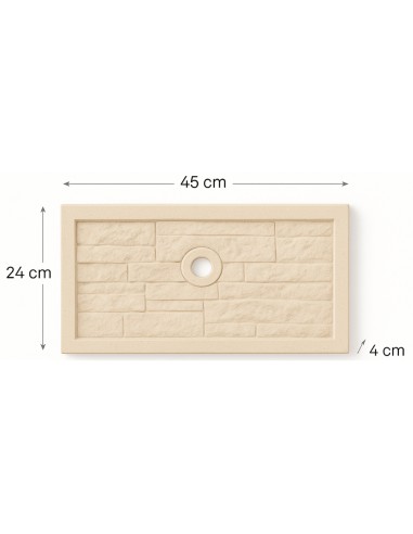 Frontalino Pilozza Serie Muraglietto Foro Bianco Effetto Pietra 45 x h.24 cm