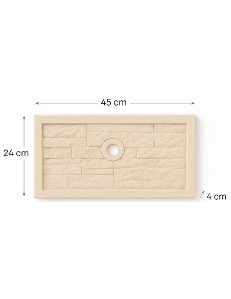 Frontalino Pilozza Serie Muraglietto Foro Bianco Effetto Pietra 45 x h.24 cm