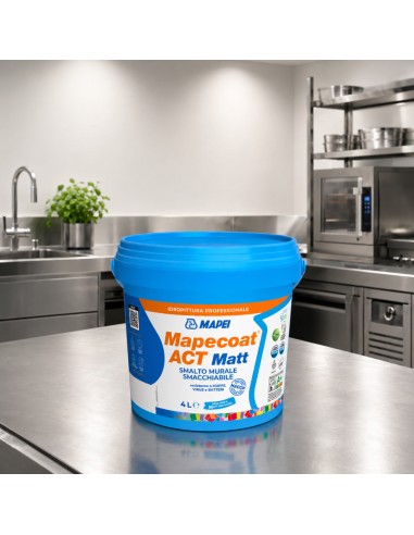 MAPEI Mapecoat Act Matt 4L Smalto Muri Interni Smacchiabile Anti Muffa Batteri