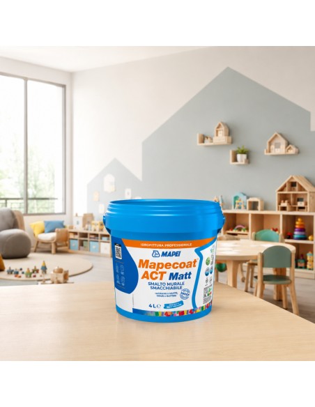 MAPEI Mapecoat Act Matt 4L Smalto Muri Interni Smacchiabile Anti Muffa Batteri