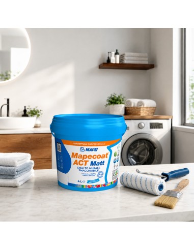 MAPEI Mapecoat Act Matt 4L Smalto Muri Interni Smacchiabile Anti Muffa Batteri