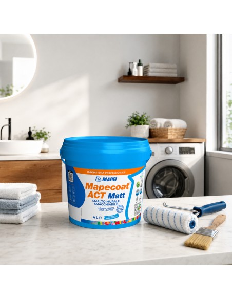 MAPEI Mapecoat Act Matt 4L Smalto Muri Interni Smacchiabile Anti Muffa Batteri