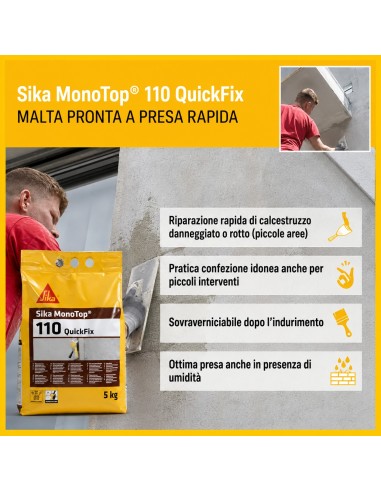 SIKA Monotop 110 Quickfix Malta Pronta Grigia A Presa Rapida 5 Kg