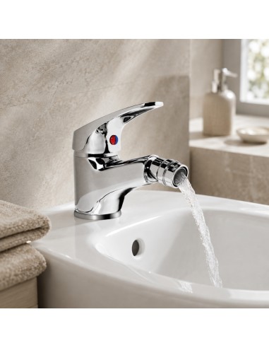 FORTUNATO Set Rubinetto Miscelatore Lavabo + Bidet C/Piletta Ottone Cromato