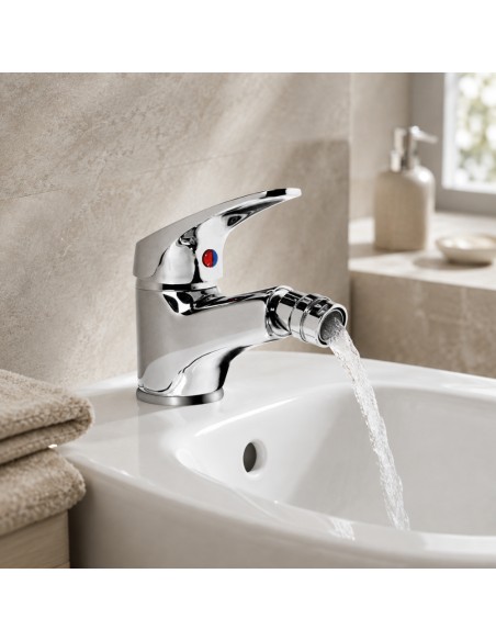 FORTUNATO Set Rubinetto Miscelatore Lavabo + Bidet C/Piletta Ottone Cromato