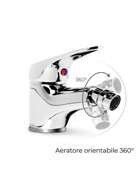 FORTUNATO Set Rubinetto Miscelatore Lavabo + Bidet C/Piletta Ottone Cromato