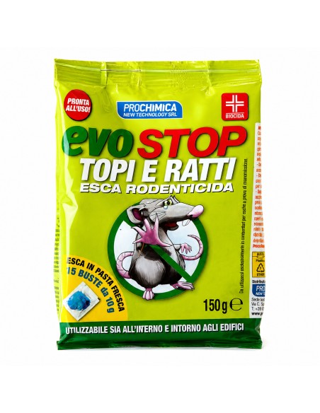 Prochimica EVOSTOP Topi E Ratti Esca Rodenticida 15 Esche Da 10 Gr (150 Gr)