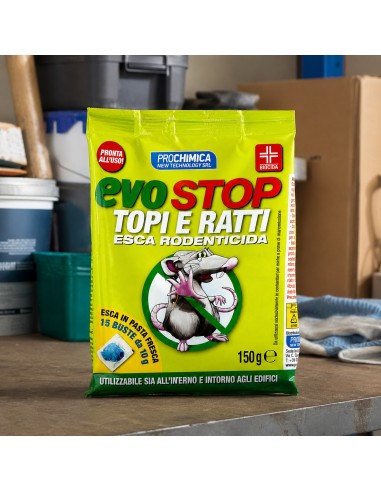 Prochimica EVOSTOP Topi E Ratti Esca Rodenticida 15 Esche Da 10 Gr (150 Gr)