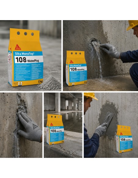 SIKA Monotop 108 Water Plug Malta Presa Istantanea Per Infiltrazioni Acqua 5 Kg
