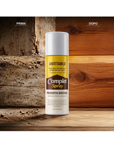Complet ANTITARLO Spray Fungicida Per Legno Inodore E Incolore Da 200 ml