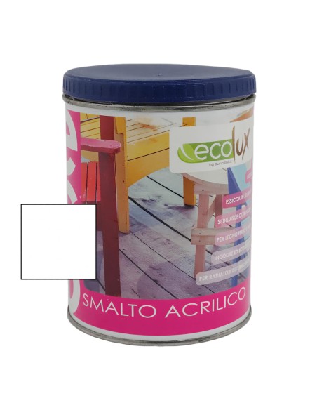 Ecolux Smalto Ecologico Vari Colori Acrilico Ad Acqua Legno E Metallo Brillante