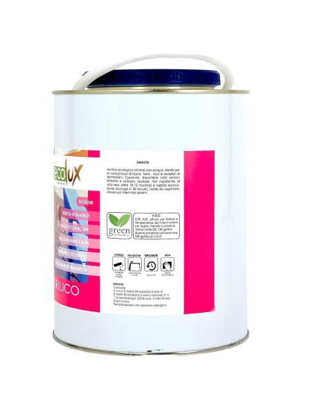 Ecolux Smalto Ecologico Vari Colori Acrilico Ad Acqua Legno E Metallo Brillante