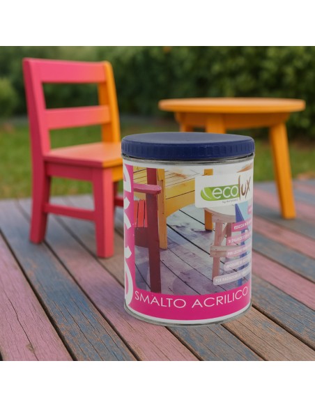 Ecolux Smalto Ecologico Vari Colori Acrilico Ad Acqua Legno E Metallo Brillante