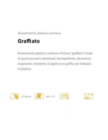 Graffiato Rivestimento Plastico Bianco Idrorepellente Con Quarzi Purissimi