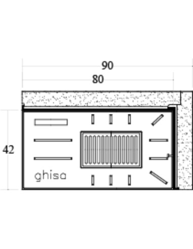 Camino Legna Prefabbricato Ghisa Focolare Aperto Reversibile DS90TGH Calore