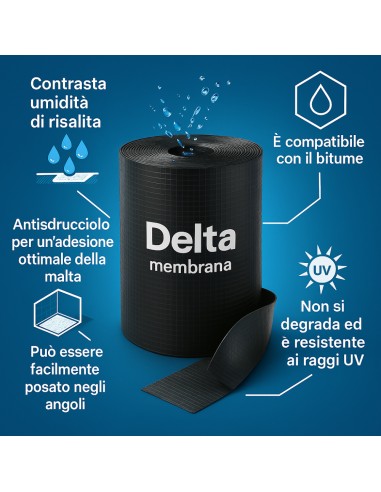 Tagliamuro DELTA DPC Barriera Antiumidità Antisdrucciolo Murature Rotolo 25 m