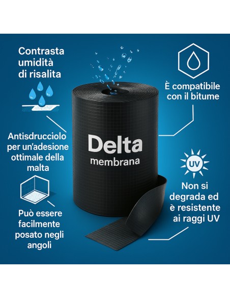 Tagliamuro DELTA DPC Barriera Antiumidità Antisdrucciolo Murature Rotolo 25 m