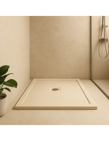 Piatto Doccia Cemento Effetto Pietra 80 x 100 cm Spessore 4,8 cm Antiscivolo