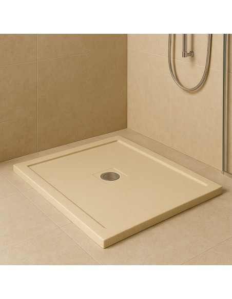 Piatto Doccia Cemento Effetto Pietra 80 x 100 cm Spessore 4,8 cm Antiscivolo